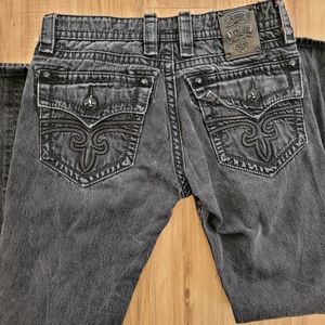 Mens Rock Revival Black Wash Steven 32s straight